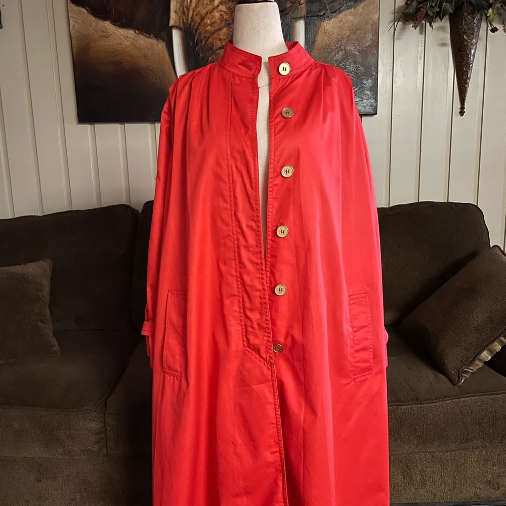 Zanobetti Firenze ~ Women’s X-Large ~ Vintage ~ Italy ~ Red ~ Trench Coat - Picture 13 of 16